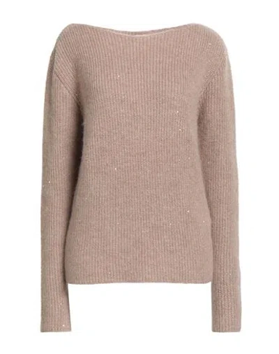 Gentryportofino Woman Sweater Camel Size 8 Alpaca Wool, Mohair Wool, Viscose, Polyamide, Polyester In Beige