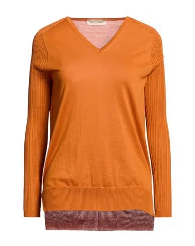 Gentryportofino Woman Sweater Camel Size 8 Cotton In Orange