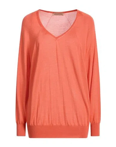 Gentryportofino Woman Sweater Coral Size 10 Cashmere, Silk In Red