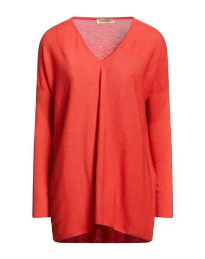 Gentryportofino Woman Sweater Coral Size 8 Cotton, Cashmere In Red