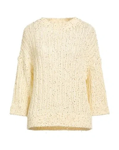 Gentryportofino Woman Sweater Cream Size 12 Cotton, Polyester In Neutral