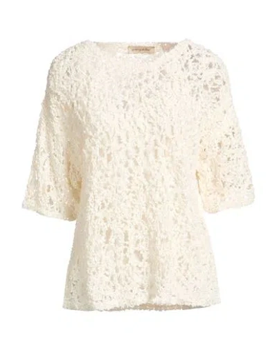 Gentryportofino Woman Sweater Cream Size 6 Linen, Cotton, Polyamide In Neutral