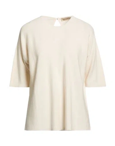 Gentryportofino Woman Sweater Cream Size 8 Cotton, Cashmere In Neutral