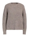 Gentryportofino Woman Sweater Taupe Size 4 Alpaca Wool, Polyamide, Cashmere, Virgin Wool In Grey