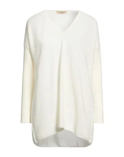 Gentryportofino Woman Sweater Ivory Size 8 Cotton, Cashmere In Metallic