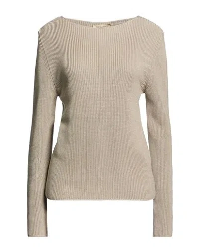 Gentryportofino Woman Sweater Khaki Size 10 Silk, Cotton In Gray