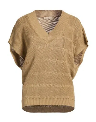Gentryportofino Woman Sweater Khaki Size 6 Cotton In Brown