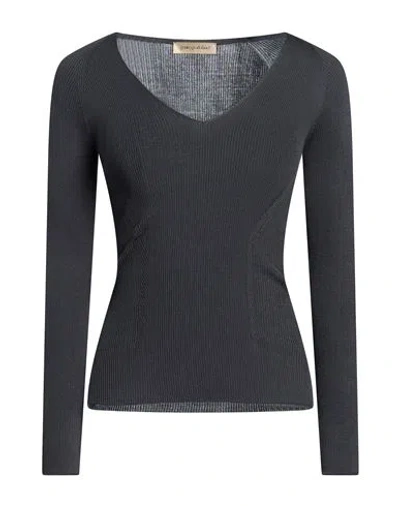 Gentryportofino Woman Sweater Midnight Blue Size 8 Silk, Cotton In Black