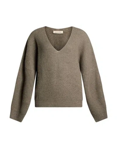 Gentryportofino Woman Sweater Military Green Size 10 Alpaca Wool, Silk In Gray