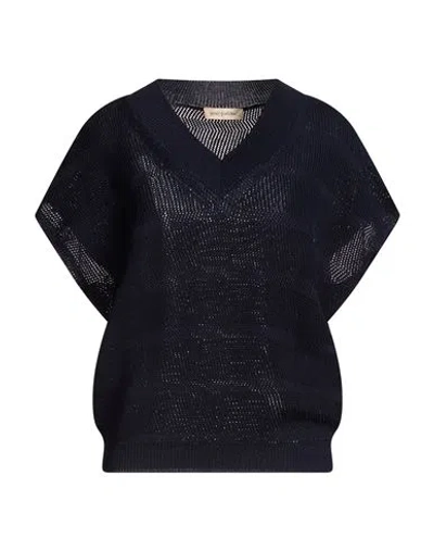 Gentryportofino Woman Sweater Navy Size 6 Cotton In Black