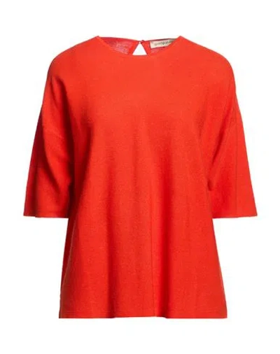 Gentryportofino Woman Sweater Orange Size 12 Cotton, Cashmere In Red