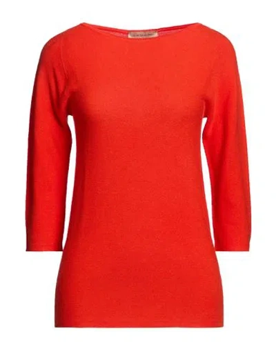 Gentryportofino Woman Sweater Orange Size 16 Cotton, Cashmere In Red