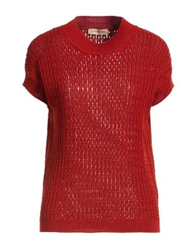 Gentryportofino Woman Sweater Rust Size 8 Cotton In Red