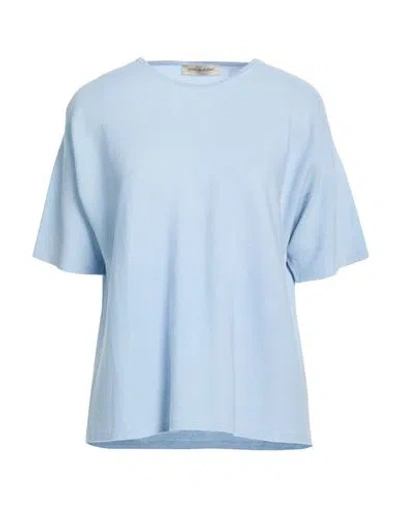 Gentryportofino Woman Sweater Sky Blue Size 4 Cotton, Cashmere In Brown