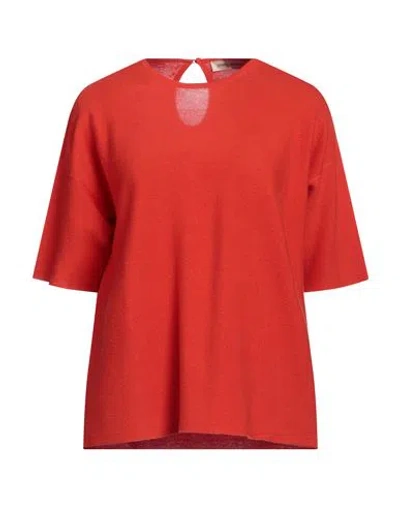 Gentryportofino Woman Sweater Tomato Red Size 4 Cotton, Cashmere In Orange