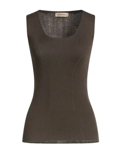 Gentryportofino Woman Tank Top Grey Size 12 Silk, Cotton In Brown