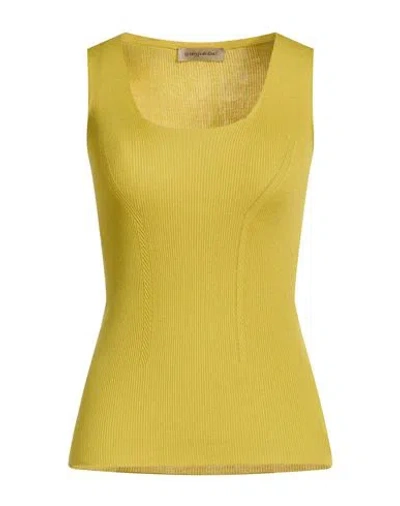 Gentryportofino Woman Tank Top Lime Green Size 12 Silk, Cotton In Yellow