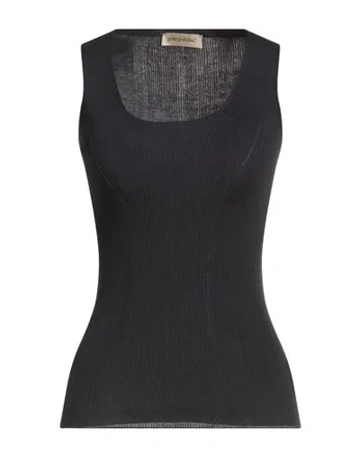 Gentryportofino Woman Tank Top Midnight Blue Size 12 Silk, Cotton In Black