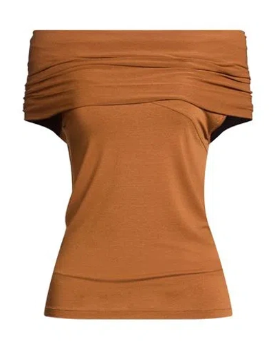 Gentryportofino Woman Top Camel Size 8 Viscose, Elastane In Brown