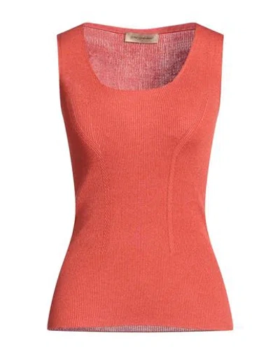 Gentryportofino Woman Top Coral Size 10 Silk, Cotton In Red