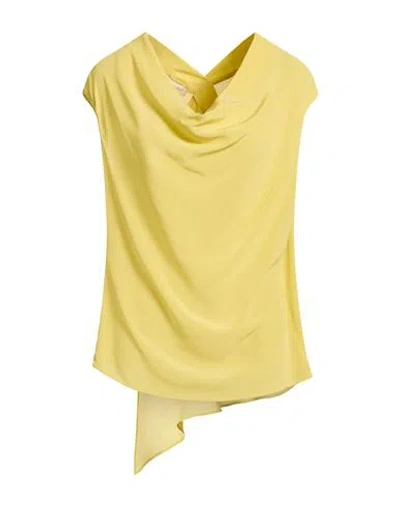 Gentryportofino Woman Top Lime Green Size 10 Silk In Yellow