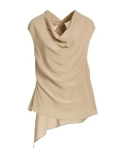 Gentryportofino Woman Top Sand Size 14 Silk In Neutral