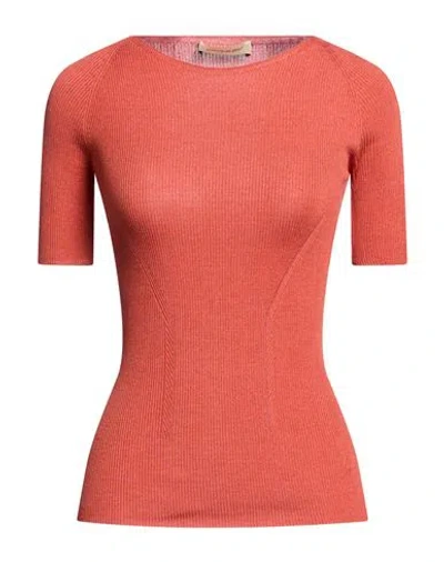 Gentryportofino Woman T-shirt Coral Size 10 Silk, Cotton In Orange
