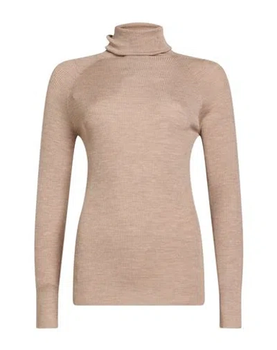 Gentryportofino Woman Turtleneck Beige Size 12 Virgin Wool, Silk In Brown