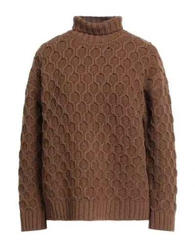 Gentryportofino Woman Turtleneck Brown Size 8 Virgin Wool, Cashmere