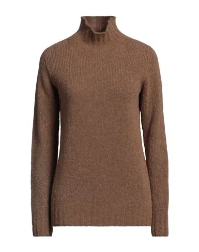 Gentryportofino Woman Turtleneck Camel Size 12 Virgin Wool, Polyamide In Brown