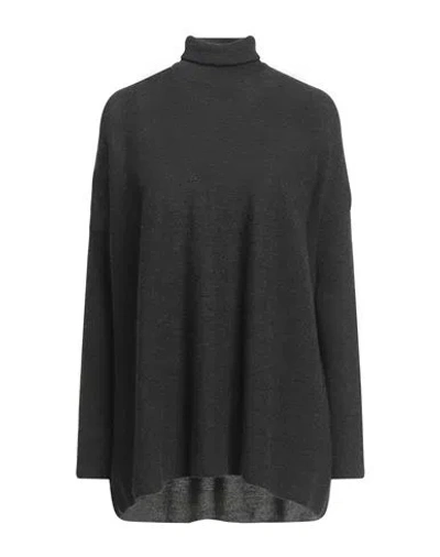 Gentryportofino Woman Turtleneck Charcoal Size 16 Cashmere In Gray