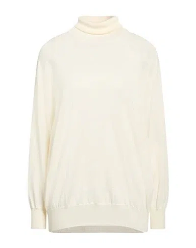 Gentryportofino Woman Turtleneck Cream Size 6 Virgin Wool, Silk In Neutral
