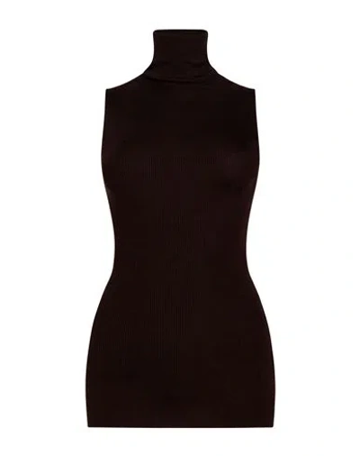Gentryportofino Woman Turtleneck Dark Brown Size 6 Virgin Wool, Silk