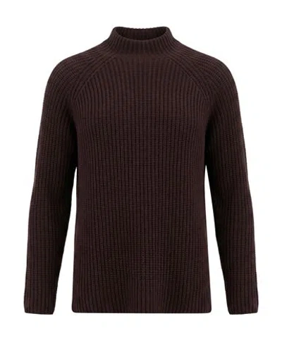 Gentryportofino Woman Turtleneck Dark Brown Size 8 Virgin Wool, Cashmere In Animal Print