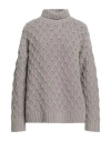 Gentryportofino Woman Turtleneck Grey Size 10 Virgin Wool, Cashmere In Gray
