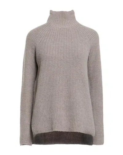 Gentryportofino Woman Turtleneck Grey Size 12 Virgin Wool, Cashmere In Gray