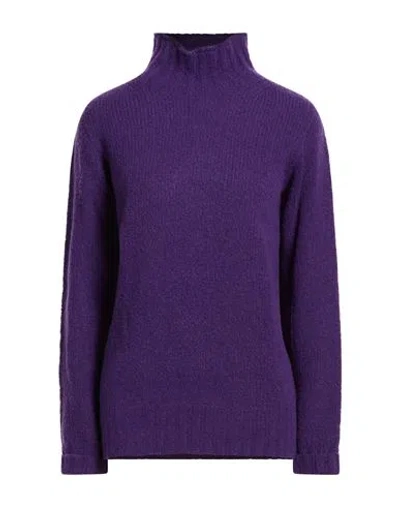 Gentryportofino Woman Turtleneck Purple Size 4 Virgin Wool, Polyamide