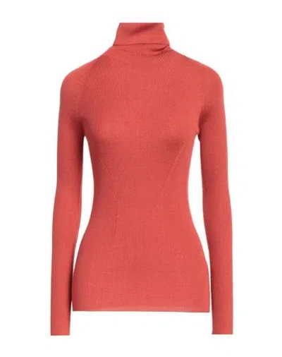 Gentryportofino Woman Turtleneck Rust Size 10 Virgin Wool, Silk In Red