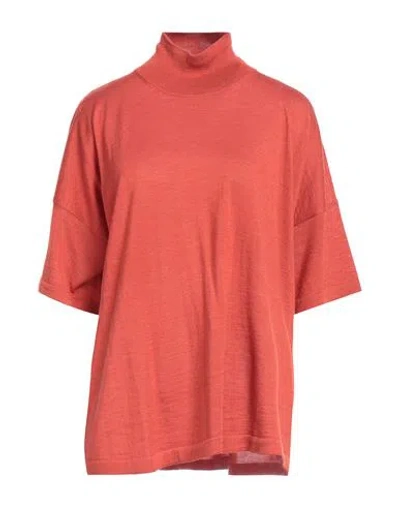 Gentryportofino Woman Turtleneck Rust Size 8 Virgin Wool, Silk In Red