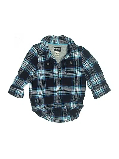 Pre-owned Genuine From Oshkosh Kids' Long Sleeve Onesie In Blue