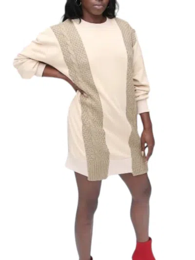 Genuine Knit Me Close Knit Sweatshirt Dress In Beige In Multi