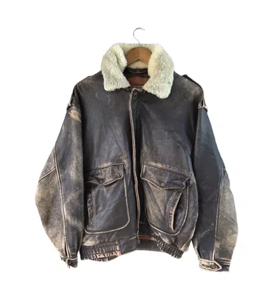 Pre-owned Genuine Leather Basic Wear Flight Leather Jacket In Multi