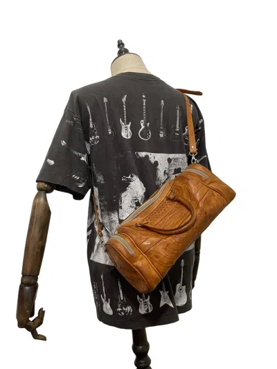 Pre-owned Genuine Leather Full Leather Boston Bag Vintage Ll Artworks 3 In Brown