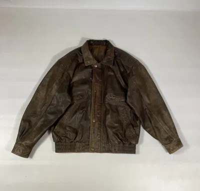 Pre-owned Genuine Leather X Leather Jacket Vintage Schott Style Leather Bomber Jacket Brown Archival (size Large)