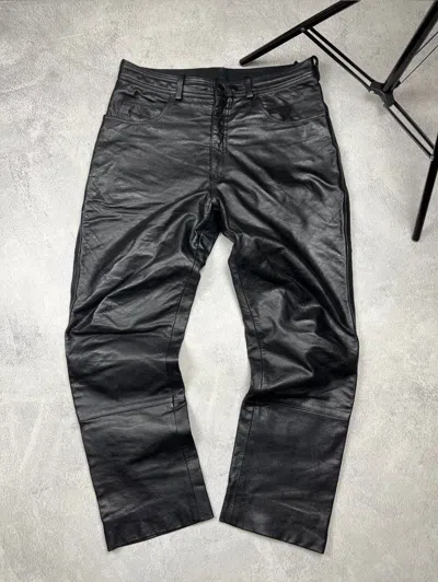 Pre-owned Genuine Leather X Leather Vintage Echtes Leder Style Distressed Y2k Leather Pants In Black