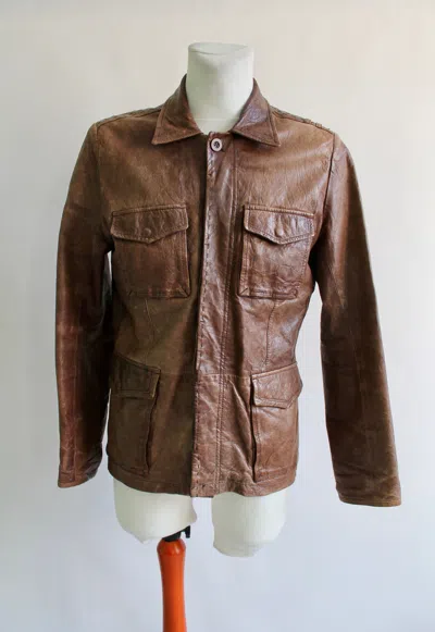 Pre-owned Genuine Leather X Vintage Salsa Vintage Leather Jacket Brown M