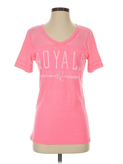 Pre-owned Genuine Merchandise By Team Athletics Short Sleeve Top Pink Sweetheart Neckline Tops