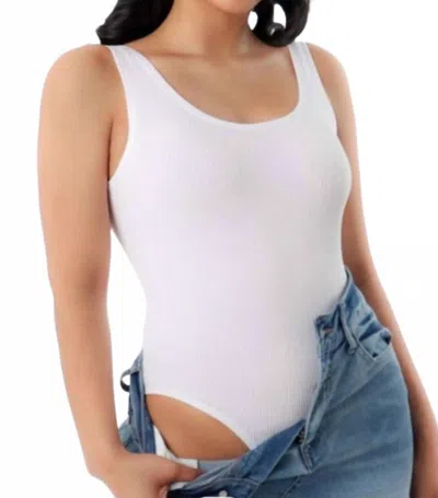 Genuine Stretchy Ribbed Bodysuit In White