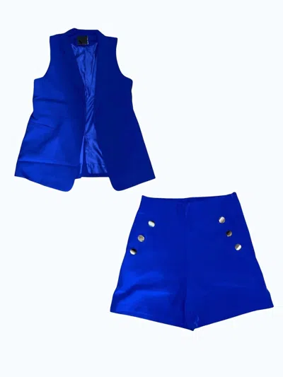 Genuine Women's Vest And High Waisted Short Set In Royal Blue