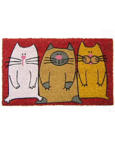 Geocrafts Colorful Cats Pvc Doormat In Multi
